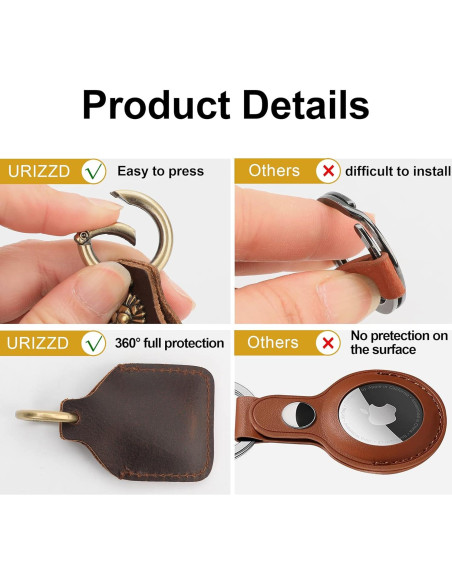 Paquete de 2 Fundas de Cuero Genuino URIZZD para AirTag Paquete de 2 Fundas de Cuero Genuino URIZZD para AirTag