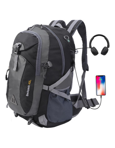 Mochila de Senderismo 40L Yixi Impermeable con Cargador USB