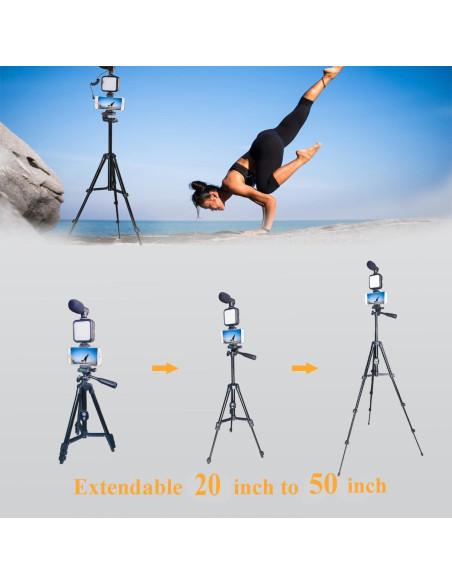 Kit de Vlogging Peanutech con Luz RGB, Trípode y Micrófono Kit de Vlogging Peanutech con Luz RGB, Trípode y Micrófono