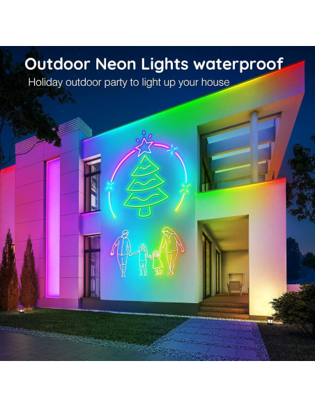 Tira de Neón LED 5 metros LETIANPAI RGB Control Remoto IP65 Tira de Neón LED 5 metros LETIANPAI RGB Control Remoto IP65