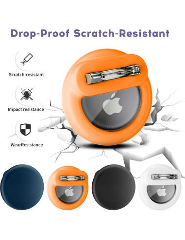Funda Oculta AirTag 4 Pack FlyCoco Silicona Negro Blanco Naranja Azul