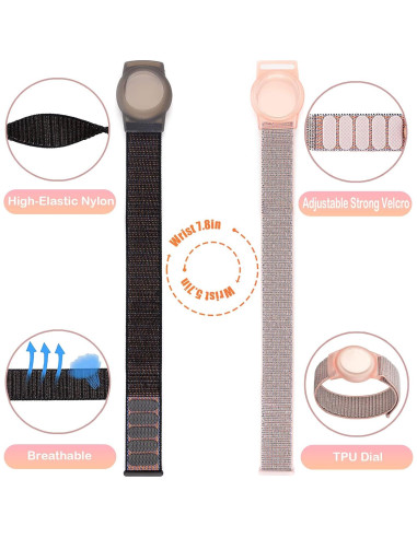 Paquete de 2 pulseras GPS para AirTag Joixxv Rosa y Negro