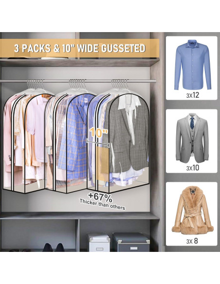 Bolsas de Ropa Transparentes MISSLO 32" con Cremallera - 3 Paquetes Bolsas de Ropa Transparentes MISSLO 32" con Cremallera - 3 Paquetes