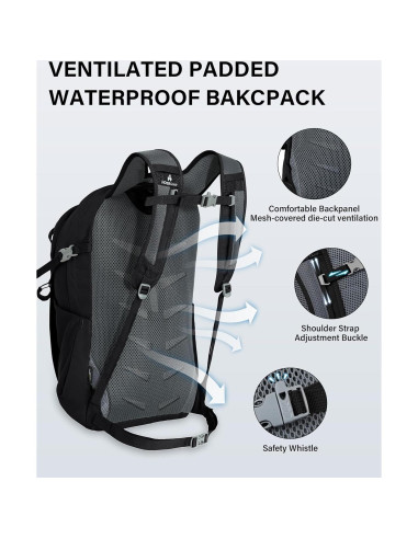 Mochila de Senderismo Pioneer Camp 22L Negra Ergonómica y Ligera