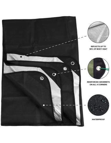 Manta de Supervivencia Arcturus Negra 1.52m x 2.08m Impermeable