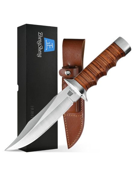 Cuchillo de Caza ZhengSheng 5.8" Hoja Fija con Funda de Cuero Cuchillo de Caza ZhengSheng 5.8" Hoja Fija con Funda de Cuero