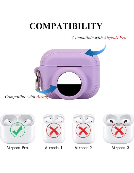 Funda Protectora 2 en 1 Silicona para AirPods Pro 2 y AirTag Morado Funda Protectora 2 en 1 Silicona para AirPods Pro 2 y AirTag Morado