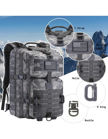 Mochila Táctica Militar MOLLE 40L Acu Camo 3 Días Mochila Táctica Militar MOLLE 40L Acu Camo 3 Días