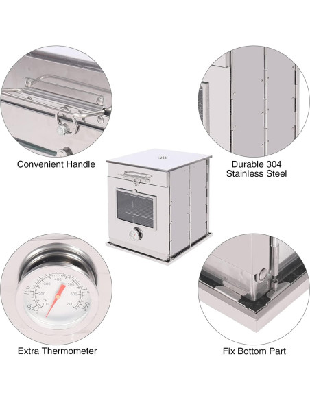 Horno de Camping Plegable REDCAMP de Acero Inoxidable 3 Niveles Horno de Camping Plegable REDCAMP de Acero Inoxidable 3 Niveles