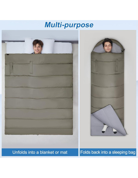 Saco de Dormir Basumee 3 Estaciones Adulto Verde Militar 229x80cm Saco de Dormir Basumee 3 Estaciones Adulto Verde Militar 229x80cm