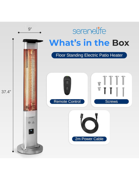 Calentador Eléctrico de Patio SereneLife 900W IP65 Portátil Calentador Eléctrico de Patio SereneLife 900W IP65 Portátil