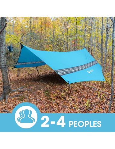 Toldo Impermeable VILLEY 10x11.5ft Azul para Camping y Playa