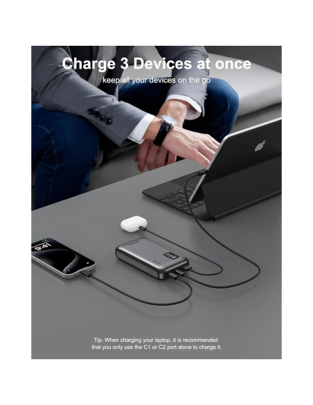 AsperX Power Bank 20000mAh 65W Cargador Portátil USB-C AsperX Power Bank 20000mAh 65W Cargador Portátil USB-C