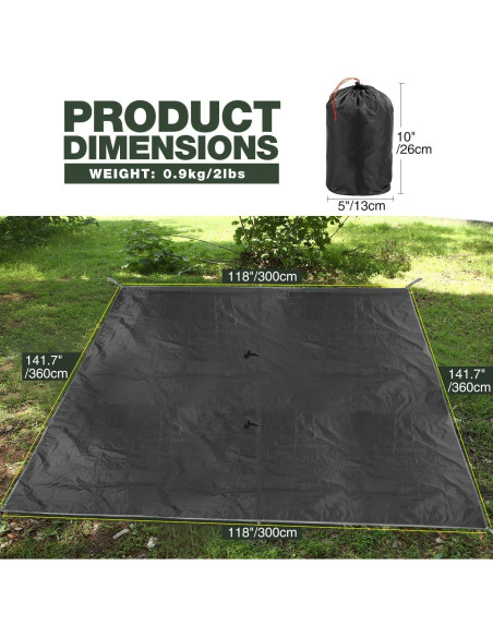 Toldo Impermeable REDCAMP 3x3.6m para Camping y Hamacas Toldo Impermeable REDCAMP 3x3.6m para Camping y Hamacas