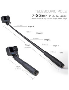 Palo de Selfie Impermeable GEPULY 58 cm Ajustable para GoPro 2