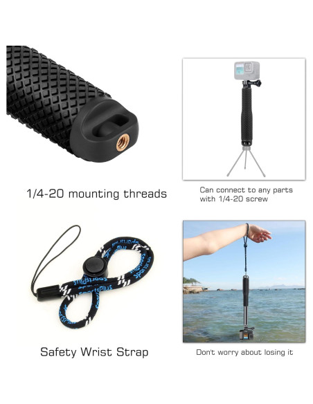 Palo de Selfie Impermeable GEPULY 58 cm Ajustable para GoPro Palo de Selfie Impermeable GEPULY 58 cm Ajustable para GoPro