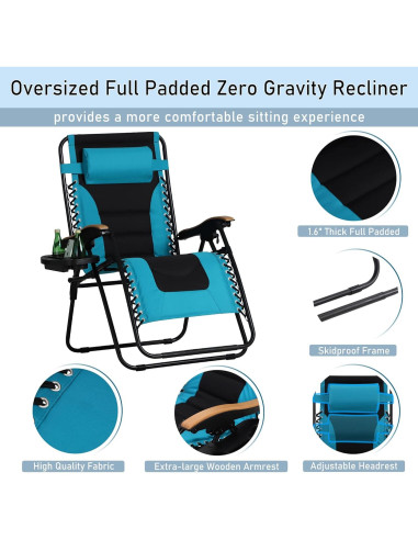 Silla de Gravedad Cero PHI VILLA XXL Reclinable Aqua 76cm