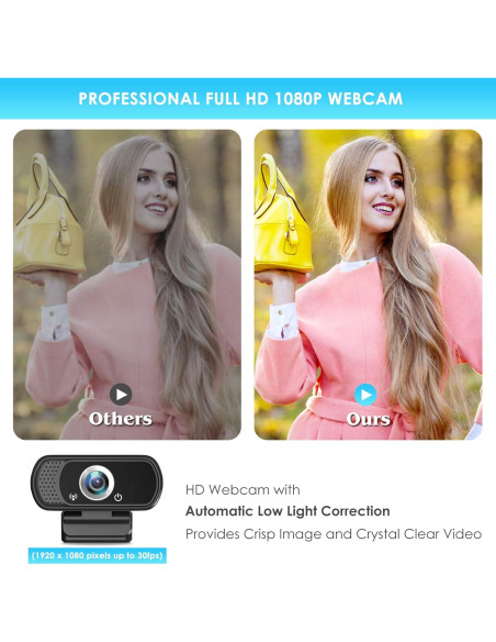 Cámara Web Full HD 1080P XPCAM con Micrófono y Trípode Cámara Web Full HD 1080P XPCAM con Micrófono y Trípode