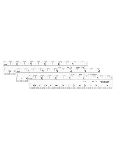Regla Flexible Métrica Westcott 15 cm Transparente Paquete de 3