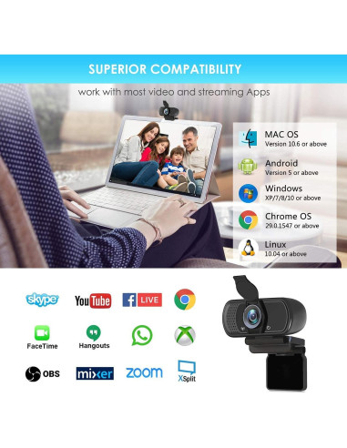 Cámara Web Full HD 1080P XPCAM con Micrófono y Trípode