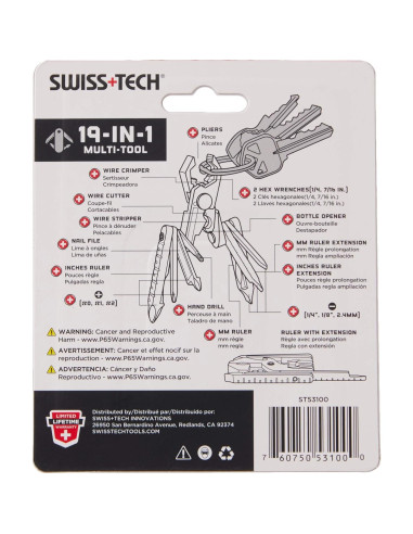 Herramienta Multiuso Swiss+Tech ST53100 19-en-1 Acero Inoxidable