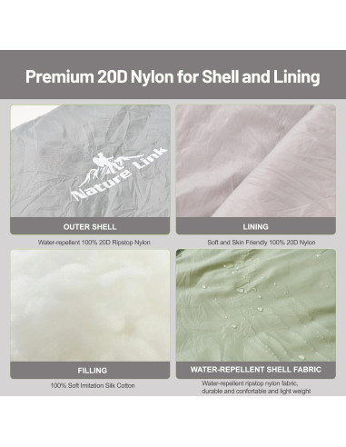 Saco de Dormir Ultraligero Nature Link Zoysia-001 0.8kg 10-17C