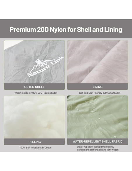 Saco de Dormir Ultraligero Nature Link Zoysia-001 0.8kg 10-17C Saco de Dormir Ultraligero Nature Link Zoysia-001 0.8kg 10-17C