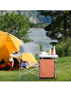 Mesa de Parrilla Plegable Giantex 66 cm con Paraviento Desmontable 2