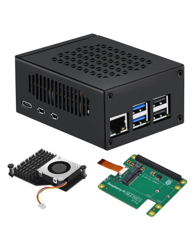 Caja de Aluminio iUniker para Raspberry Pi 5 con Enfriador Activo
