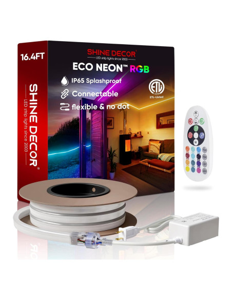 Tira de Luz LED RGB Neon 5M Shine Decor con Control Remoto Tira de Luz LED RGB Neon 5M Shine Decor con Control Remoto