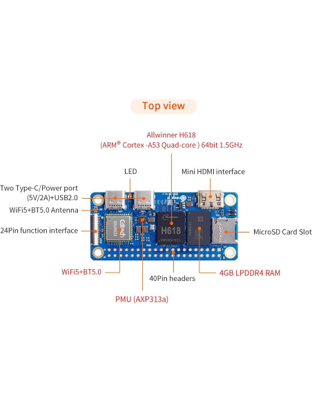 Computadora de Placa Única Orange Pi Zero 2W 1.5GB 4K Computadora de Placa Única Orange Pi Zero 2W 1.5GB 4K