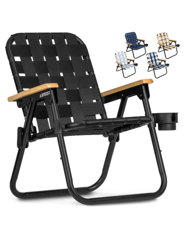 Silla de Playa Plegable GoSports WOVN - Negro - Alta Calidad