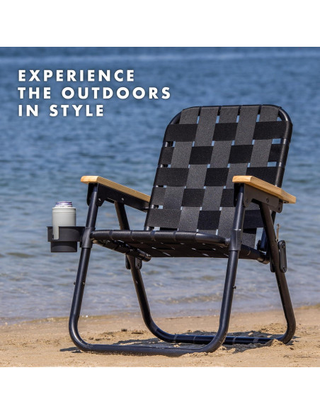 Silla de Playa Plegable GoSports WOVN - Negro - Alta Calidad Silla de Playa Plegable GoSports WOVN - Negro - Alta Calidad