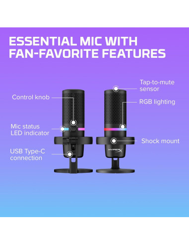 Micrófono HyperX DuoCast USB RGB para PC y Consolas