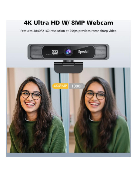 Cámara Web Spedal 4K UHD con Doble Micrófono y Control Remoto Cámara Web Spedal 4K UHD con Doble Micrófono y Control Remoto