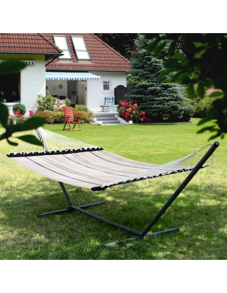 Hamaca Doble Exterior U-PHA 396x140 cm Textilene Beige Negro Hamaca Doble Exterior U-PHA 396x140 cm Textilene Beige Negro