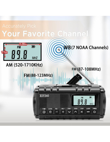 Radio de Emergencia Aivica 10000mAh Manivela Solar AM FM