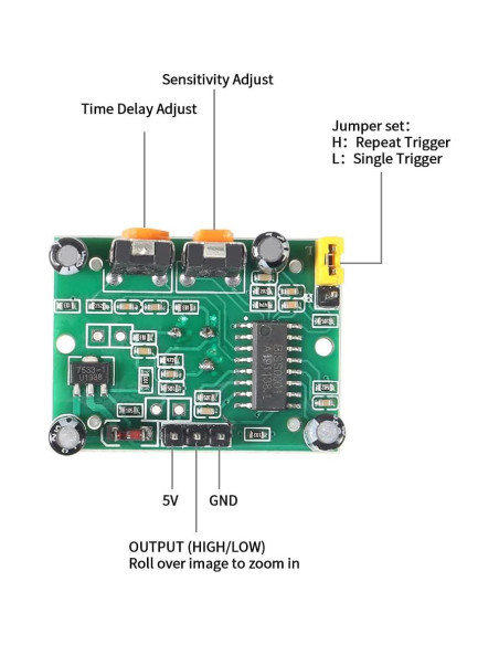 Sensor de Movimiento Infrarrojo PIR DORHEA HC-SR501 32g Sensor de Movimiento Infrarrojo PIR DORHEA HC-SR501 32g
