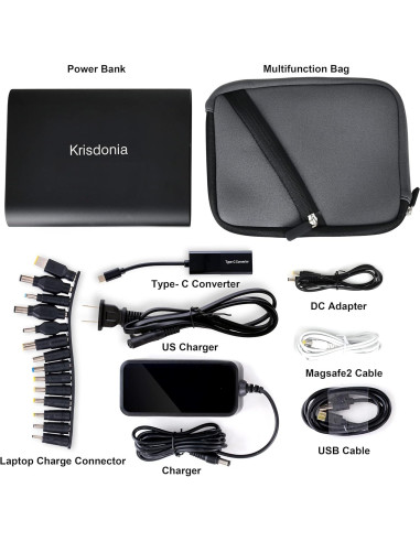 Cargador Portátil Krisdonia 50000mAh para Laptop 5-20V USB-C
