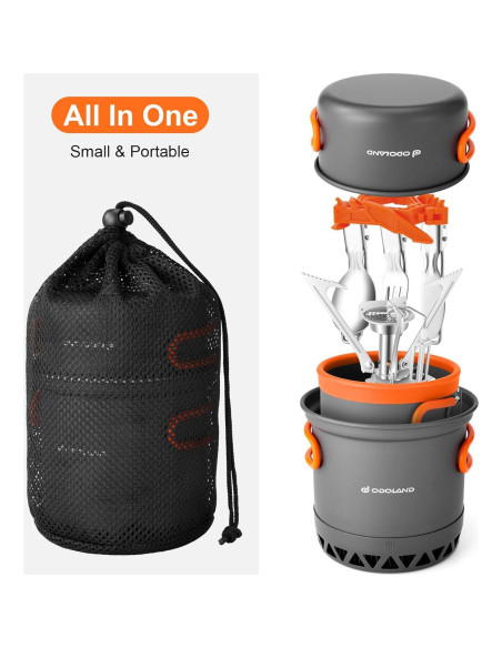 Juego de Cocina de Camping Odoland 9 Piezas con Estufa 3000W Juego de Cocina de Camping Odoland 9 Piezas con Estufa 3000W