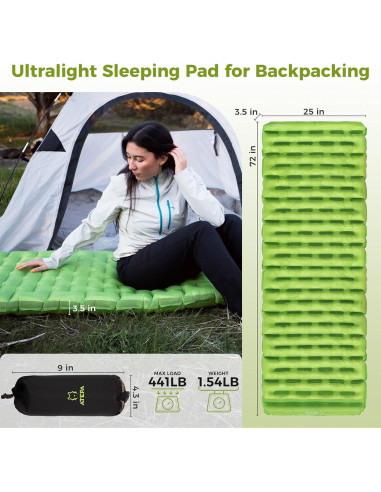 Colchoneta de Camping Inflable ATEPA Aislada R6 182x62cm