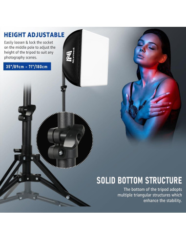 Kit de Iluminación Softbox NiceVeedi 2 Piezas 40x40cm LED 50W