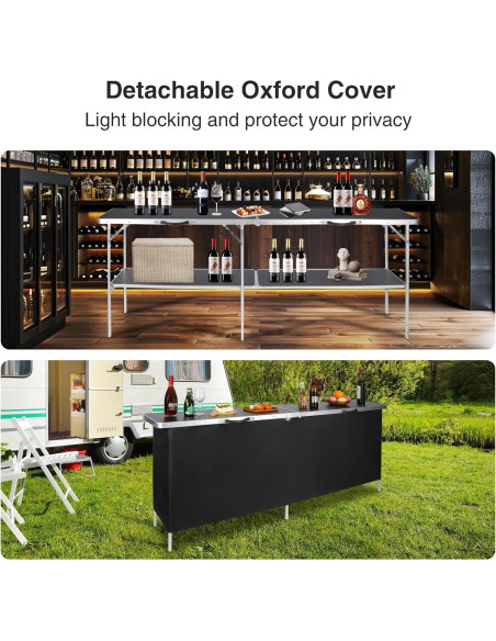 Mesa de Bar Plegable REDCAMP 208.3x38.1cm Negra para Eventos Mesa de Bar Plegable REDCAMP 208.3x38.1cm Negra para Eventos