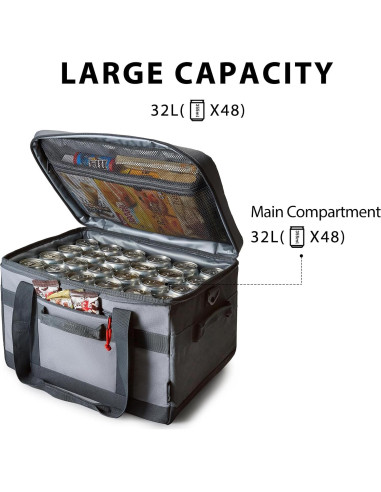 Bolsa Térmica Grande TOURIT 32L Aislada Plegable Gris