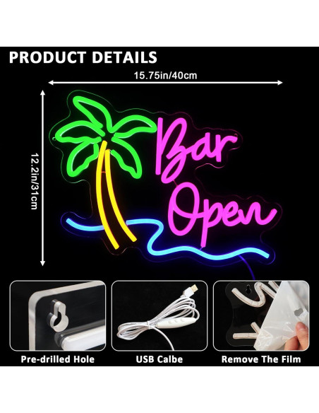 Cartel Abierto de Neón LED PMCVYH 40.64x30.99 cm USB Cartel Abierto de Neón LED PMCVYH 40.64x30.99 cm USB
