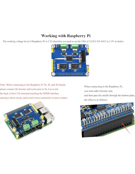 HAT de Expansión CAN UeeKKoo para Raspberry Pi 5/4B/3B/2B HAT de Expansión CAN UeeKKoo para Raspberry Pi 5/4B/3B/2B