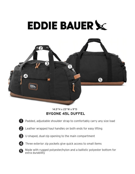 Maletín de Viaje Eddie Bauer Bygone 45L Negro Resistente Maletín de Viaje Eddie Bauer Bygone 45L Negro Resistente