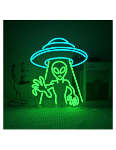 Cartel Neón LED Alienígena Lucunstar Verde 35.5x20.3cm