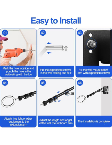 Soporte de Pared para Anillo de Luz FUDESY 100cm Ajustable