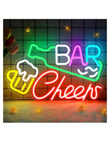 Cartel de Neón LED Jiasi Bar Cheers 41x25 cm Regulable